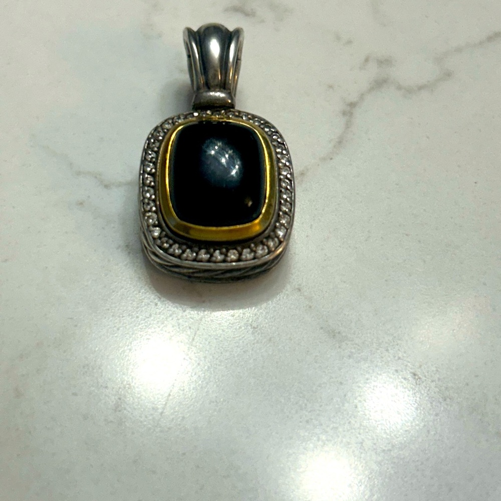 David Yurman Diamond and Onyx Pendant